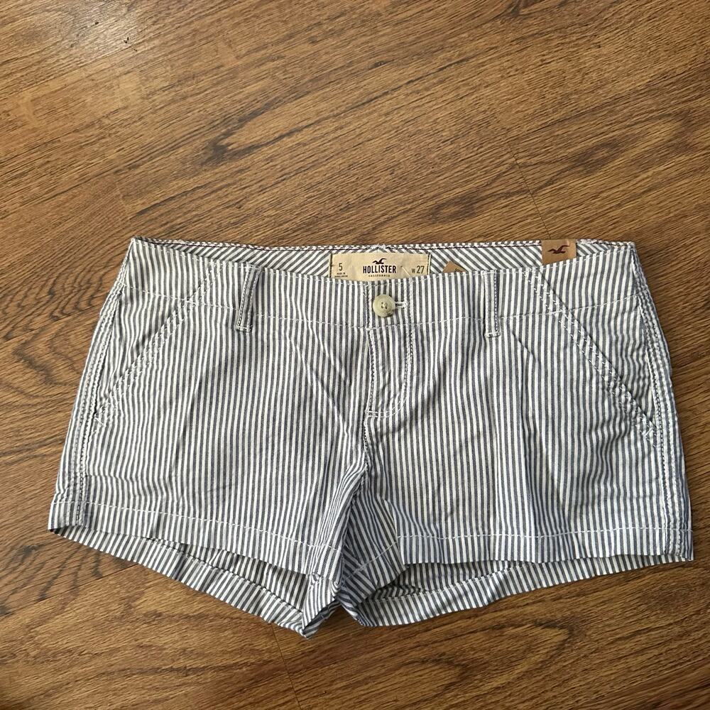 Hollister Y2K blue striped low rise shortie sexy shorts size 27 5 festival NWT